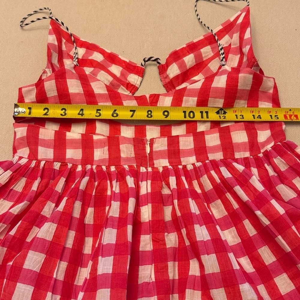 Red/pink and White Gingham cut out mini Dress M/L - Picture 10 of 17
